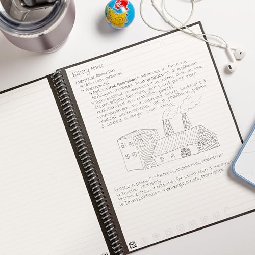 Rocketbook Core Reusable Spiral Notebook, Letter Size 21 cm x 29.7 cm, Black - Lined Pages, App-Connected, Erasable, Durable Cover, Ideal for School, Work, and Creative Projects - Image 8