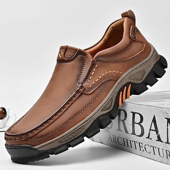 Enjerr Orthopedic Shoes Men, Men's Orthopedic Hands-Free Genuine Leather Slip On Loafers, Arch Support4