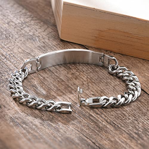 Vnox Men's Medical Alert Id Bracelet Tag Stainless Steel Link Chain Wrist (Free Engraving),8 Inches #TOP4
