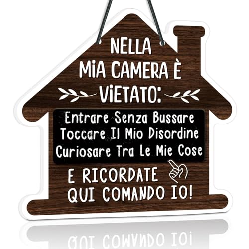 Putuo Decor Cartello Divertente per Camera da Letto, Targa in PVC Decorativa, Segno Vintage per Porta, Regalo per Ragazzi e Ragazze, Stile Rustico, Decorazione Murale