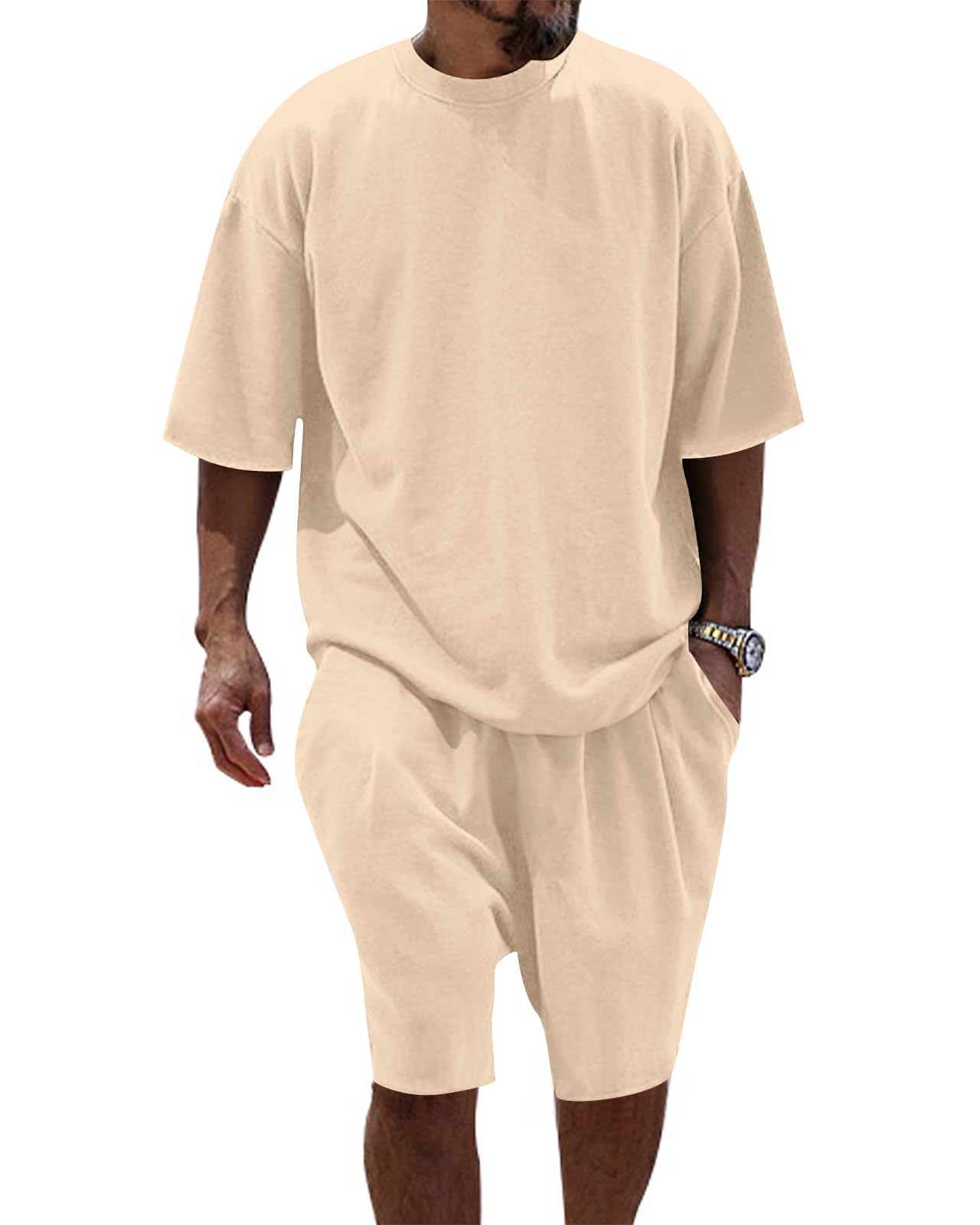 Herren T-Shirt und Shorts Set 2 Teiliges Sommer Trainingsanzug Jogginganzug Kurzarm Casual Freizeitanzug Tracksuit für Männer M-3XL