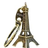 Material: Aluminiumlegierung FAMOORE Schlüsselanhänger Niedlicher Schmuck 3D Eiffelturm Französisches Souvenir Paris Schlüsselbund Neuheit geschenke für frauen (Legierung)