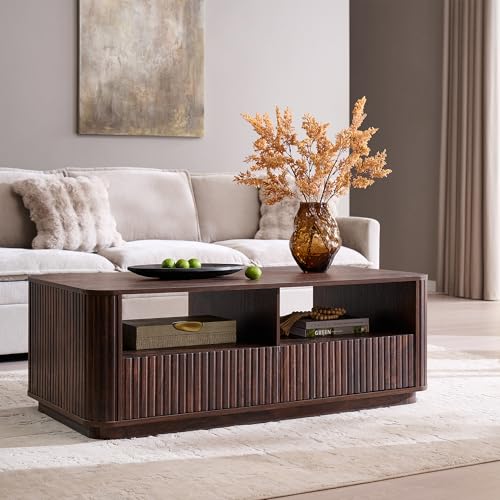 ACCOHOHO 51" Fluted Coffee Table with Storage, Large Modern Center