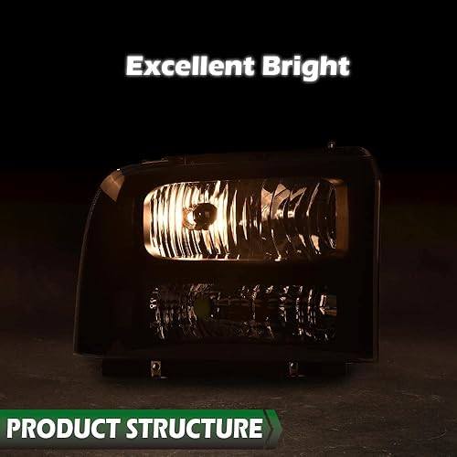 Miniatura 7 de GRAND ORANGE Conjunto de faros delanteros compatible con Ford F250 F350 F450 F550 Super Duty 1999-2004  Compatible con Ford Excursion 2000-2004