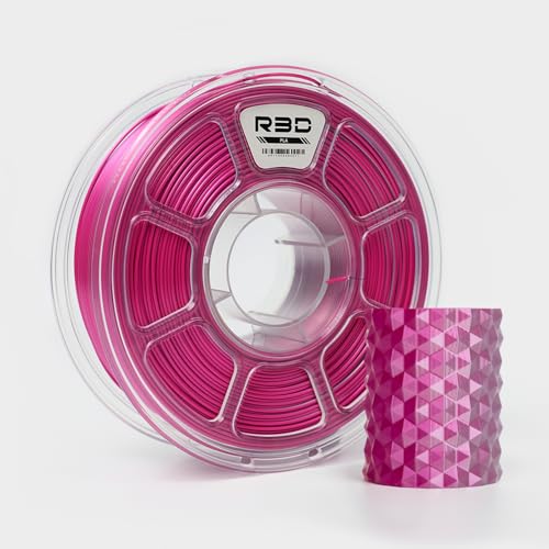 R3D Dual Color Silk PLA Filament, Co-Extrusion 3D Printer Filament 1.75mm, 30-370 mm/s High Speed PLA, Dimensional Accuracy +/- 0.02 mm, 1KG Plastic Spool (Silk Rose Red-Silver)