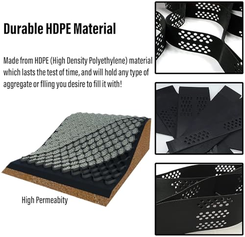 UGUGU Robustes Geogitter for Hänge – 5,1 cm hohes Einfahrtsstabilisierungsgitter for Kies, Erde, Steine und Gras(3x10ft/1x3m W x L)