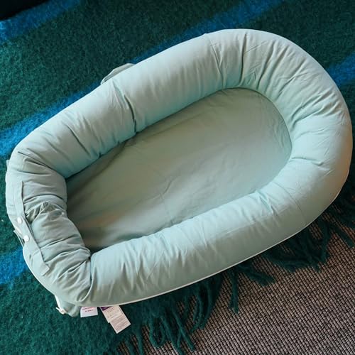 Image of Deluxe Infant Lounger, Baby Nest Cover for Baby Girls & Boys, Newborn Essentials for Baby 0-12 Months, 100% Cotton (MistyGreen)