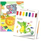 YPLUS 幼児向け水塗り絵 1-3歳 2-4歳の子供用水彩画用紙 何回でもぬれる塗り絵 筆付きの絵画手工芸ギフト 動物柄