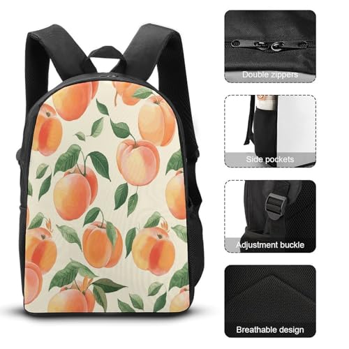 Peach 3pcs Lightweight Travel Backpack Printed Backpack With Lunch Pack Storage Box Case3