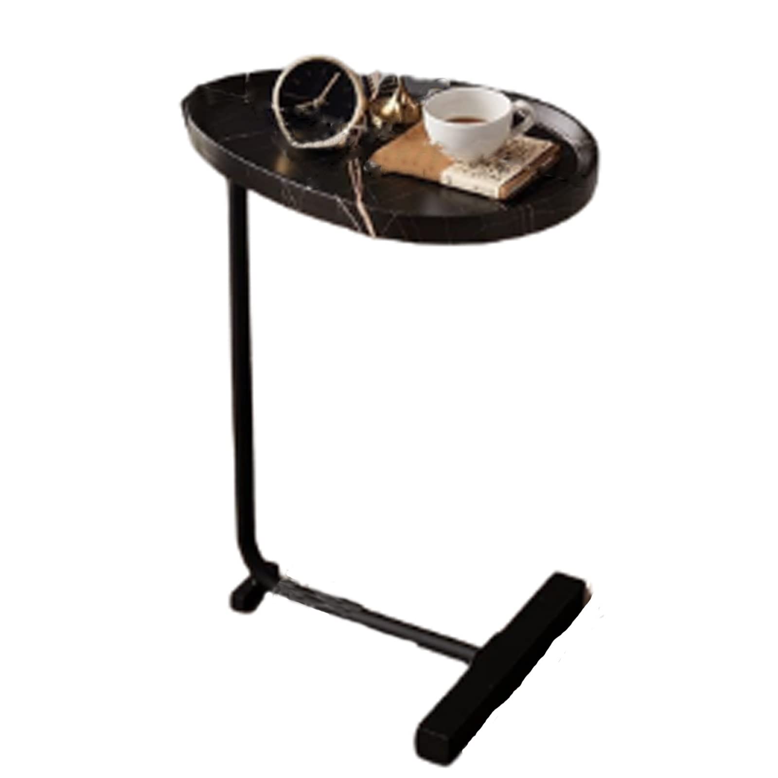 SXZenSpace Compact Black CShaped Oval Coffee Table Versatile Side for Living Room Bedroom Balcony & Office Ideal Laptop Desk 45 x 30 70 cmDesign