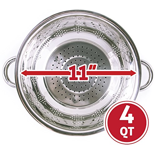 Kÿchen Rust Proof Stainless Steel Kitchen Colander For Straining, Steaming, Draining & Rinsing (11- Inch) #TOP3