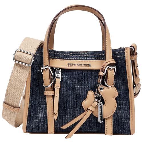 Bolso tote mini de denim True Religion | Denim oscuro | Bolsos tote pequeños para mujer con correa cruzada | Bolso bonito | Bolso diario para mujer miniatura 1