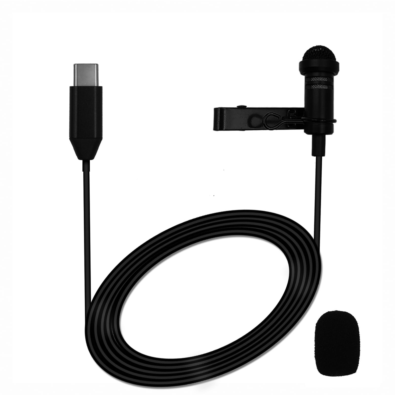 SPTSSWET Type C Lavalier Microphone Compatible with iPhone 15 16 17,for Galaxy S23 /S22 /S21 Smartphone,Android iPad 10 iPad Pro Air 5 4 Computers PC for Vlogging Interviews Live Streaming,5ft
