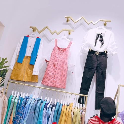 Perchero de pared dorado expositor de hierro para tiendas de ropa de hombre y ninos 7