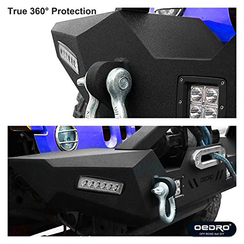 Oedro Front Bumper Compatible With 2018-2023 Jeep Wrangler Jl & Unlimited, 20-23 Gladiator, Rock Crawler Bumper With Winch Plate Mounting & 4 X Led Lights & 2 X D-Rings #TOP7