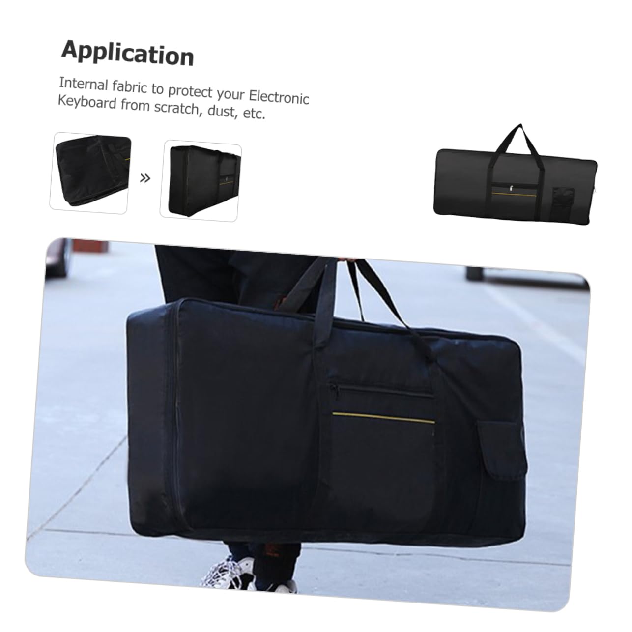 ibasenice Borsa per Tastiera 61 Tasti Oxford Nero, Tracolla Regolabile, Custodia Versatile per Uso come Borsa o Zaino Elegante