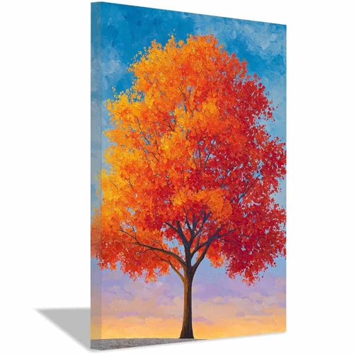Affiche arbre d'automne multicolore et tableau salon grand format