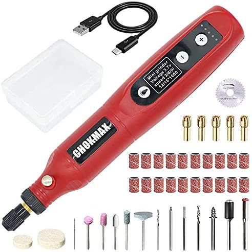 CHOKMAX Cordless Rotary Tool Kit, 3.7V Mini Grinder with 5 Variable Speed, Front LED Work Light, 40pcs Accessories Electric Multi-Tool for Polishing, Cleaning and Engraving