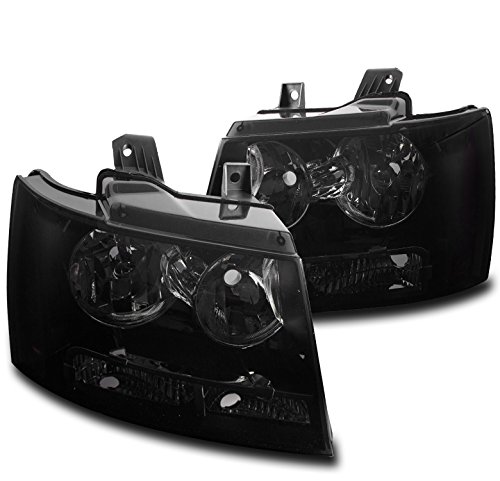 ZMAUTOPARTS Replacement Headlights Headlamps Black/Smoke For 2007-2013 Chevy Avalanche / 2007-2014 Suburban Tahoe
