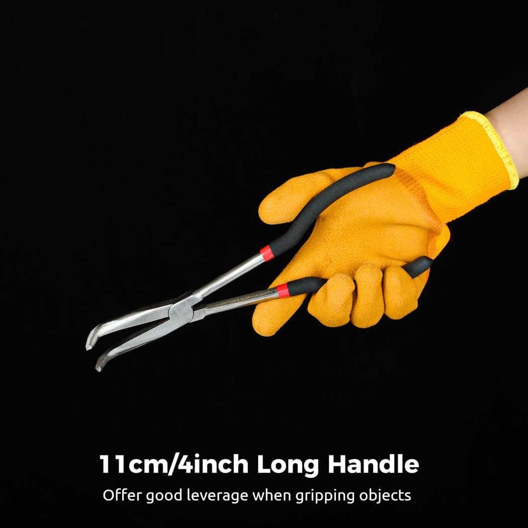 Set di 5 pinze a becco lungo, 28,9 cm, con angoli dritti, 25, 45, 90 gradi, pinze tipo O, con custodia