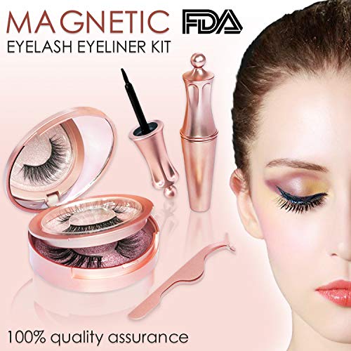 [2 Pairs]3D Magnetic Eyelashes, Reusable Fake Eyelashes,Magnetic Eyeliner Kit with Applicator and Tweezers Eyelashes Extensions - Thumbnail 7
