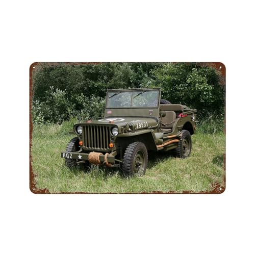 PGCKSK Métal Étain Signe,Garez la jeep,Plaque Rétro Fer Signe Mural Mural Art Déco pour Salle Bain Restaurant Maison Cafés Bar Pub Déco Cadeau-30 x 40 cm...