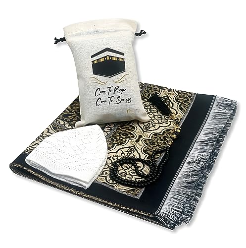Tapete para Oración Muslim ESERRA con 99 Cuentas y Gorro Negro miniatura 1