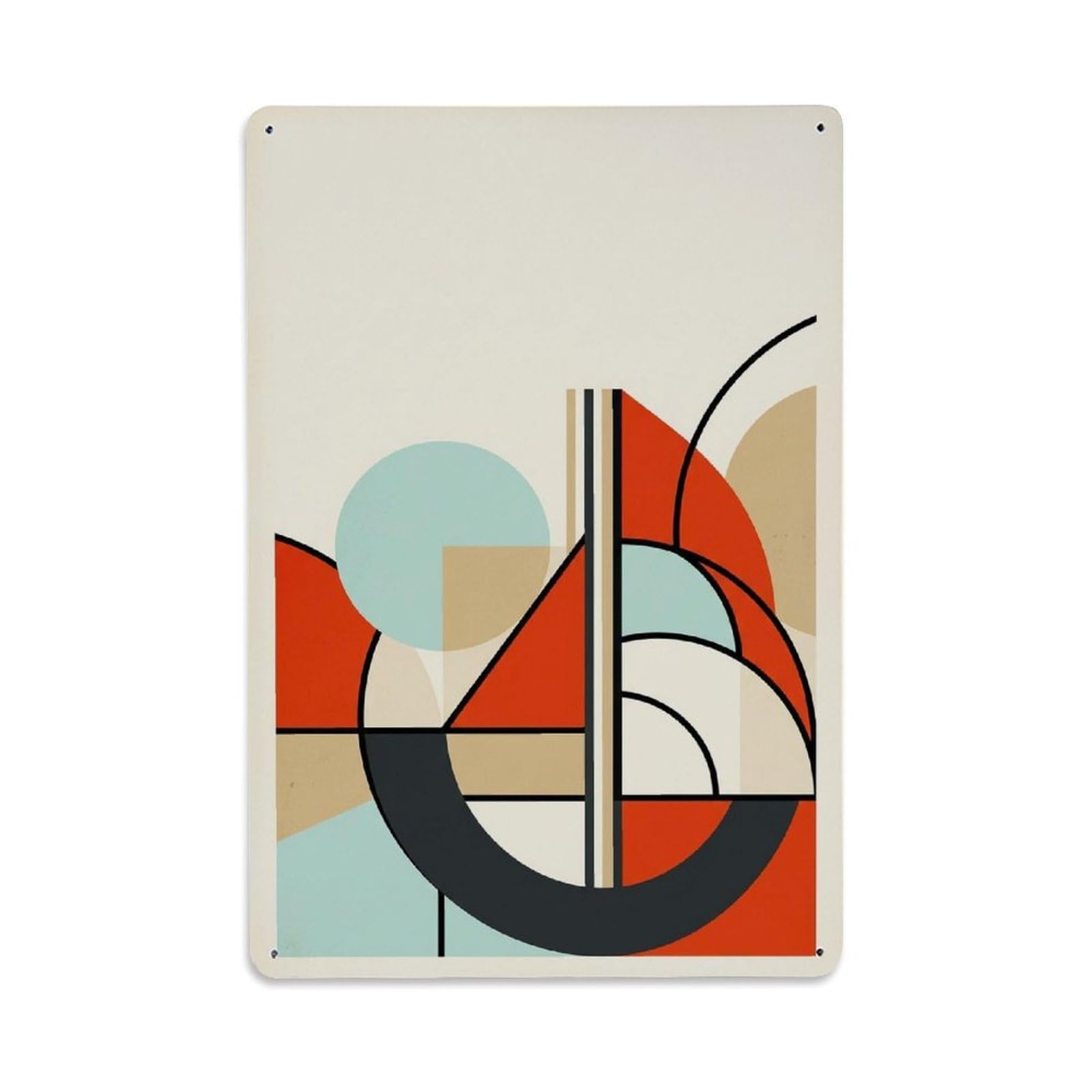 Graphic Waves Modern Sailboat Vertical Shape Layout Metal Tin Sign Plaque Wall Decor for Cafe, Man Cave, Club Bar, Office, Home Garden Round Metal Poster 8x12Inch