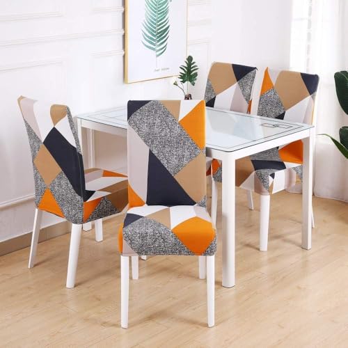 Image of P-PLUS INTERNATIONAL Elastic Chair Cover Set of 4 for Dining Table - Multicolor Seater Chairs Cover