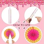 Outus Confetti Sprinkles Hanging Paper Fans Donut Decorations Classroom Decor Ceiling Wall Garland for Girl Donut Birthday Baby Shower Classroom Bulletin Board Decor Wedding - Image 3