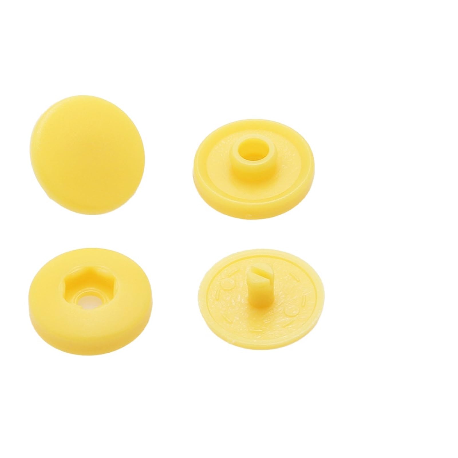 T5 Plastic Snap Buttons 100sets Hand Press Type Round Snaps Fasteners for DIY Crafts Sewing Accessories(Yellow)