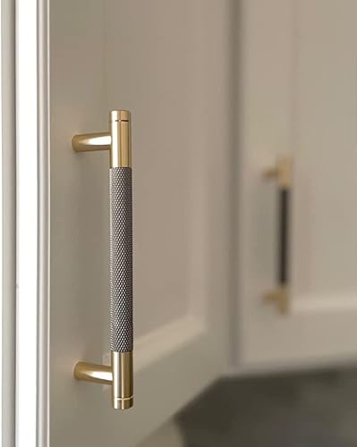 Miniatura 4 de Paquete de 30 tiradores de gabinete dorados y grises de 3 34 pulgadas de 3 34 pulgadas, manijas de aluminio, tiradores de cajón moleteados, acabado