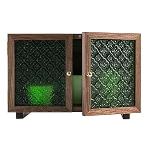 zyr Schrank, Retro Kleiner Schrank Mit Grünem Geprägten Glas Sideboard Home Holz Dekoratives Kabinett Küche Badezimmer Arbeitsplatz Kabinett Doppelt Türspeisekammer Lagerung