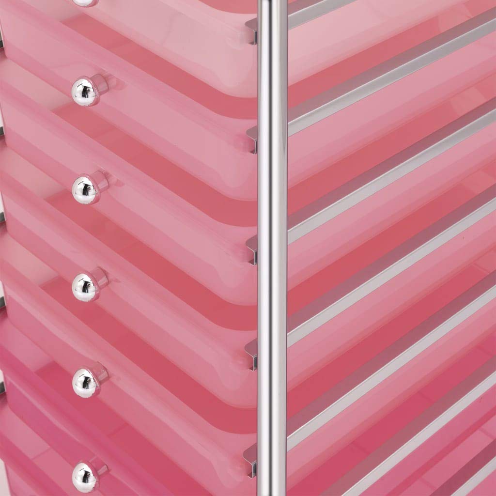 vidaXL Chariot de Rangement Mobile à 10 Tiroirs Chariot à Cosmétiques Panier de Bureau Salon de Beauté Coiffeur Maison Ombre Rose Plastique