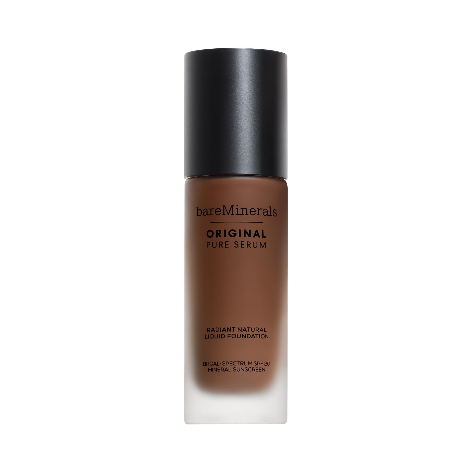 bareMinerals Original Pure Serum Radiant Natural Liquid Foundation Mineral SPF 20, Hydrating Skin Tint, Dewy Finish, Lightweight, Medium Coverage, Non-Comedogenic, Vegan