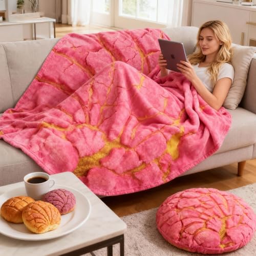 Image of 74in Concha Blanket White Elephant Gifts for Adults Useful Throw Blankets Women Men Party Cool Stuff Novelty Gag Soft Fleece Wrap Sweet Shell Bread