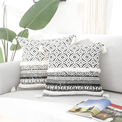 blue page Boho getuftete dekorative Kissenbezüge für Couch Sofa – moderner marokkanischer Kissenbezug mit Quasten… – Bild 5