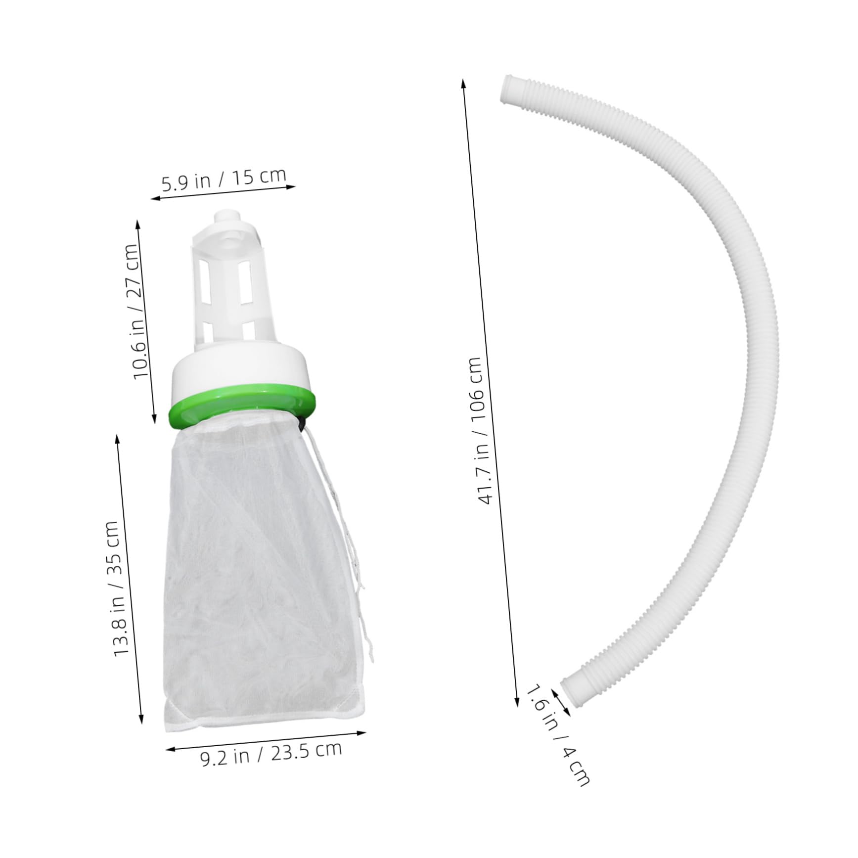 Chaussette Filtrante pour Piscine avec Tuyau et Connecteur, Paquet de Collecte des Feuilles en Abs Blanc, Installation Simple, 1 Lot pour Jardin Extérieur