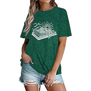 Book-T-Shirts-for-Women-Its-A-Good-Day-to-Read-Shirts-Book-Lovers-Shirt-Casual-Short-Sleeve-Tee-Tops Book T-Shirts for Women It's A Good Day to Read Shirts Book Lovers Shirt Casual Short Sleeve Tee Tops (Green, M, m)