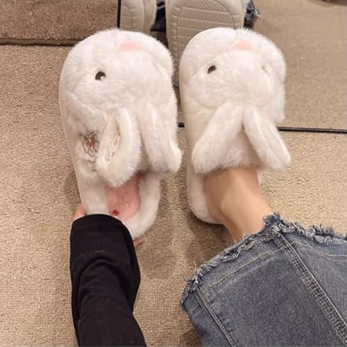 Pantuflas Women's Cute Bunny Slippers Cartoon Plush Rabbit Animal Slippers Winter Warm Indoor Home Bedroom Slippers Interesting Comfortable Furry House Shoes Zapatillas Creative Gift2