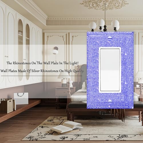 Image of 2 Pcs Shiny Purple Rhinestones Switch Plates And Outlet Covers Light Switch Cover Decorative Light Switch Cover Plate Rhinestone Bling Outlet Cover Wall Plate