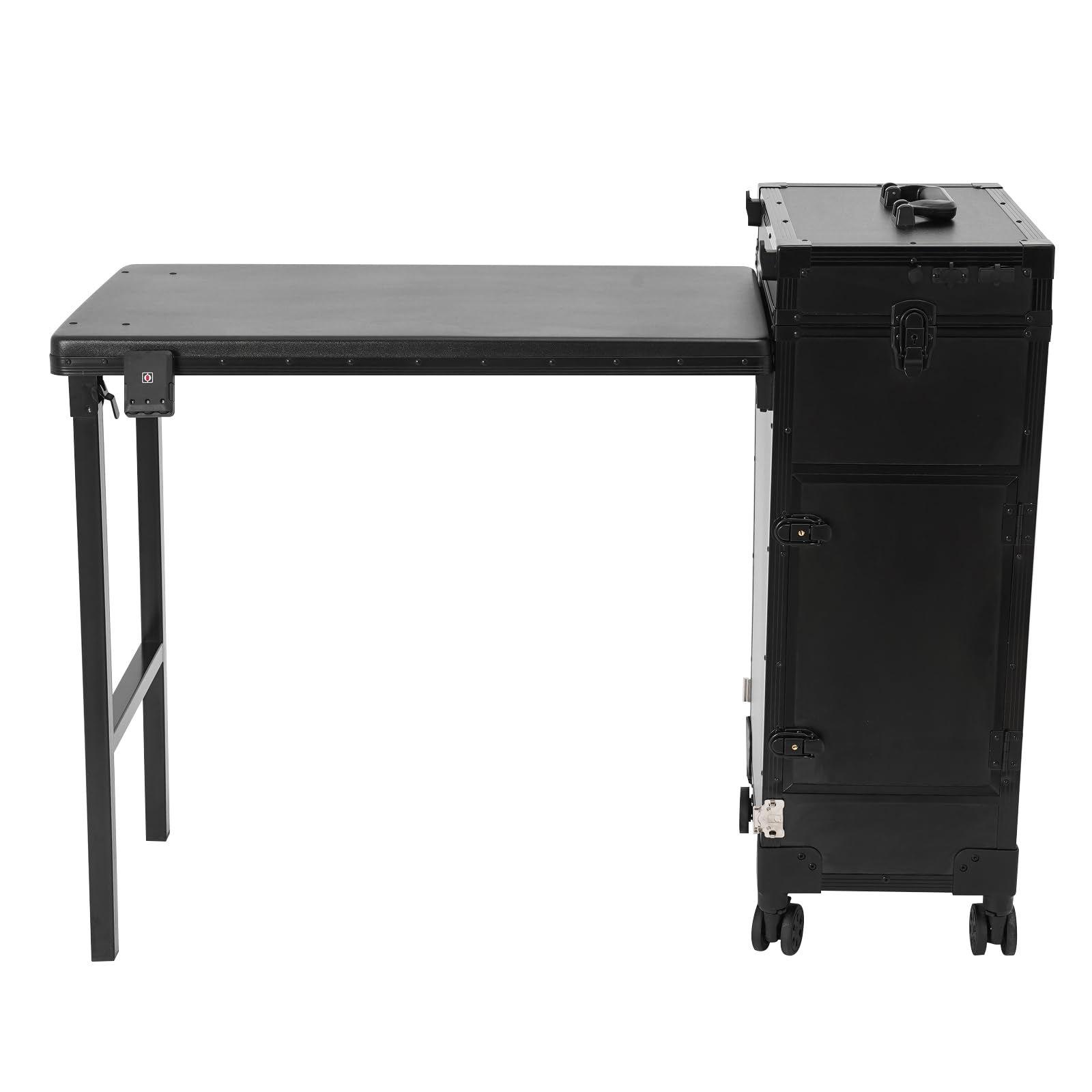 Trousse de maquillage professionnelle avec table, miroir LED et 3 tiroirs, table de manucure pour manucure, capacité de charge totale de 50 kg, couleur noire