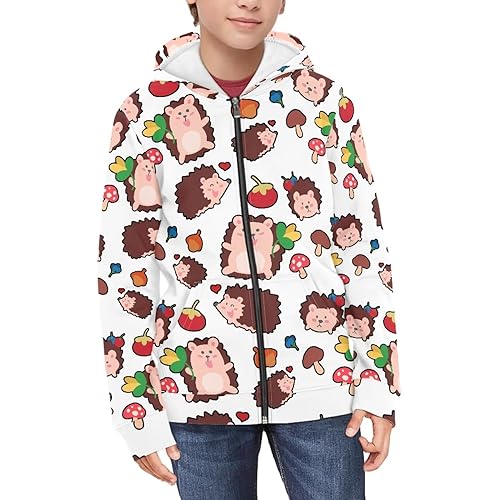 Zip Up Hoddies with Pocket for Kids Boys Girls Light Weight Long Sleeve Warm Stretch Hooded Casual Coat Top3