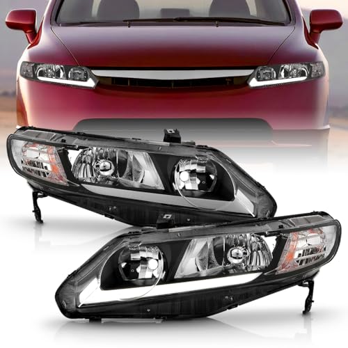 KEEKPO - For 2006-2011 Honda Civic 4-Door Sedan Upgrade LED Tube Headlights Headlamps Pair Set Replacement Left+Right
