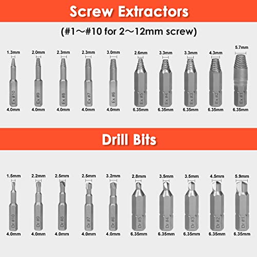 Easy Out Bolt Extractor Set for Damaged Bolts, Nuts & Screws, 39-Piece Kit for Professionals