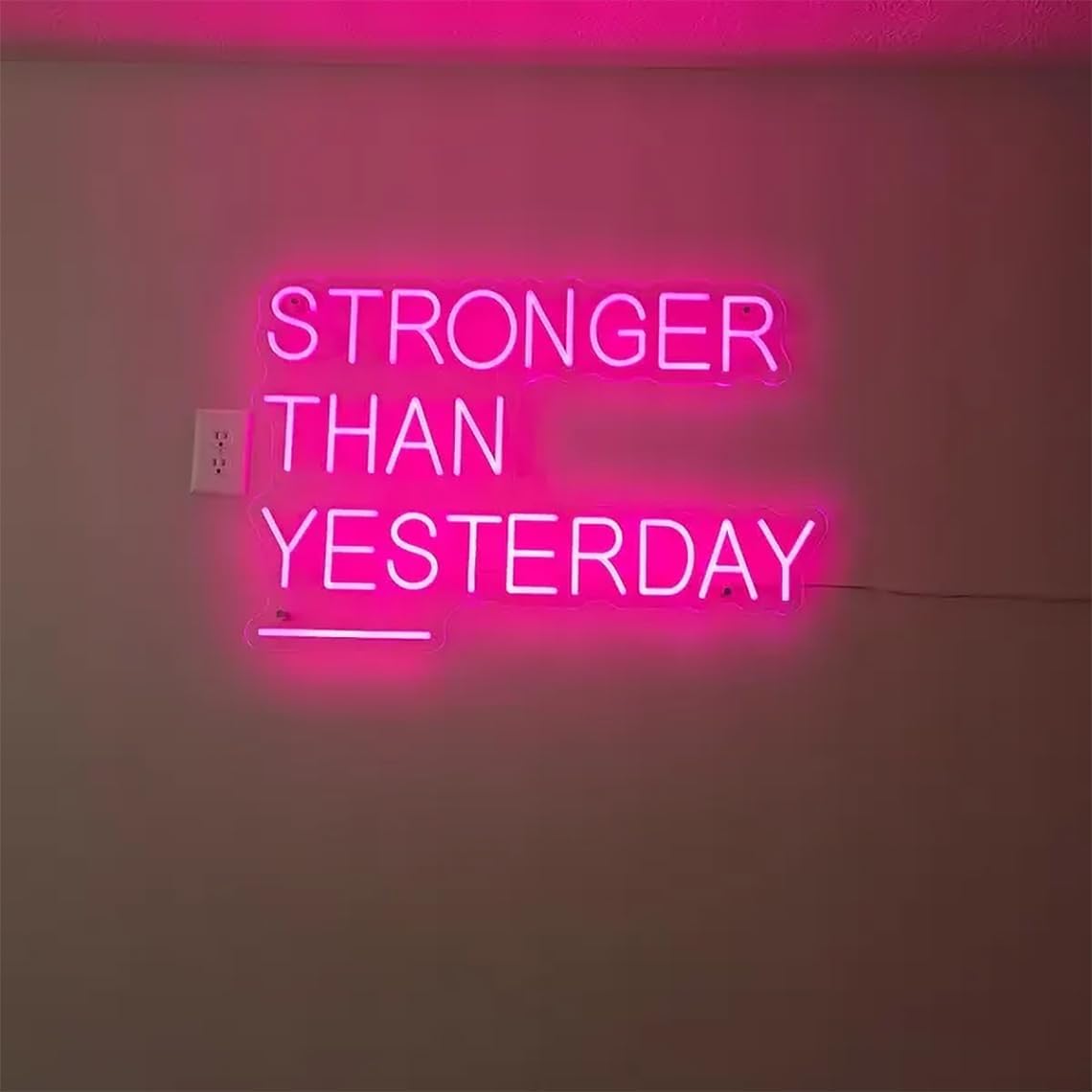 Stronger Than Yesterday Neon Sign Gym Sign Home Gym Decor Gym Room Art Wall Decor Gift for Gym Lover (color 1)