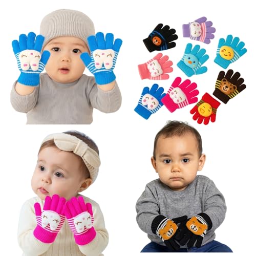 Image of K D Baby Gloves Winter Warm Knitted Mittens for Kids | Lovely Soft Mutthi Gloves (Pack of 6 Pairs,03 Month to 12 Months) (Pack of 03 pcs Pair)