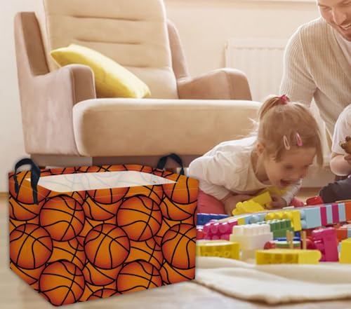 Image of Rectangular Basketball Baskets Gift Basket Empty Kids Storage Bins Baby Boy Basket Kids Toy Storage Bin Organizer Box Basketball Room Decor for Home(Basketballs)