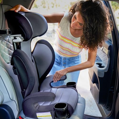 Safety 1st Grow and Go 2-in-1 Booster Car Seat with ComfortWings, Converts High-Back to Backless, 19" Wide, Slim Design, Lightweight, Foldable, Easy-Clean, Cup Holders, 40-100 lbs, Sea Serpent - image 7