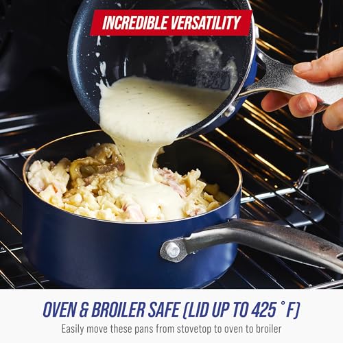 Blue Diamond Nonstick, Non-Toxic PFAS-Free 2QT Saucepan with Lid, Dishwasher & Oven Safe, Stay Cool Handle, Blue - Image 7